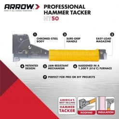 Arrow HT50 Professional Hammer Tacker 27 Arrow HT50 Professional Hammer Tacker -Hand Tools Sales Store arrow staple guns ht50p 76 1000