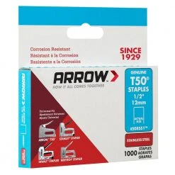 Arrow T50 1/2 in. Stainless-Steel Staples (1,000-Pack) -Hand Tools Sales Store arrow staples 508ss1 fa 1000