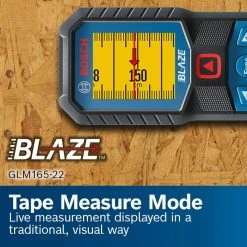 Bosch BLAZE 165 ft. Laser Distance Tape Measuring Tool with Color Screen and Measurement Rounding Functionality -Hand Tools Sales Store bosch laser distance measurer glm165 22 44 1000