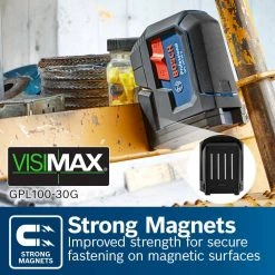 Bosch 125 ft. Green 3-Point Self-Leveling Laser with VisiMax Technology, Integrated MultiPurpose Mount, and Hard Carrying Case -Hand Tools Sales Store bosch laser level gpl100 30g 1f 1000