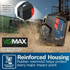 Bosch 125 ft. Green 3-Point Self-Leveling Laser with VisiMax Technology, Integrated MultiPurpose Mount, and Hard Carrying Case -Hand Tools Sales Store bosch laser level gpl100 30g c3 1000