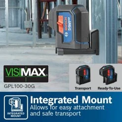 Bosch 125 ft. Green 3-Point Self-Leveling Laser with VisiMax Technology, Integrated MultiPurpose Mount, and Hard Carrying Case -Hand Tools Sales Store bosch laser level gpl100 30g fa 1000