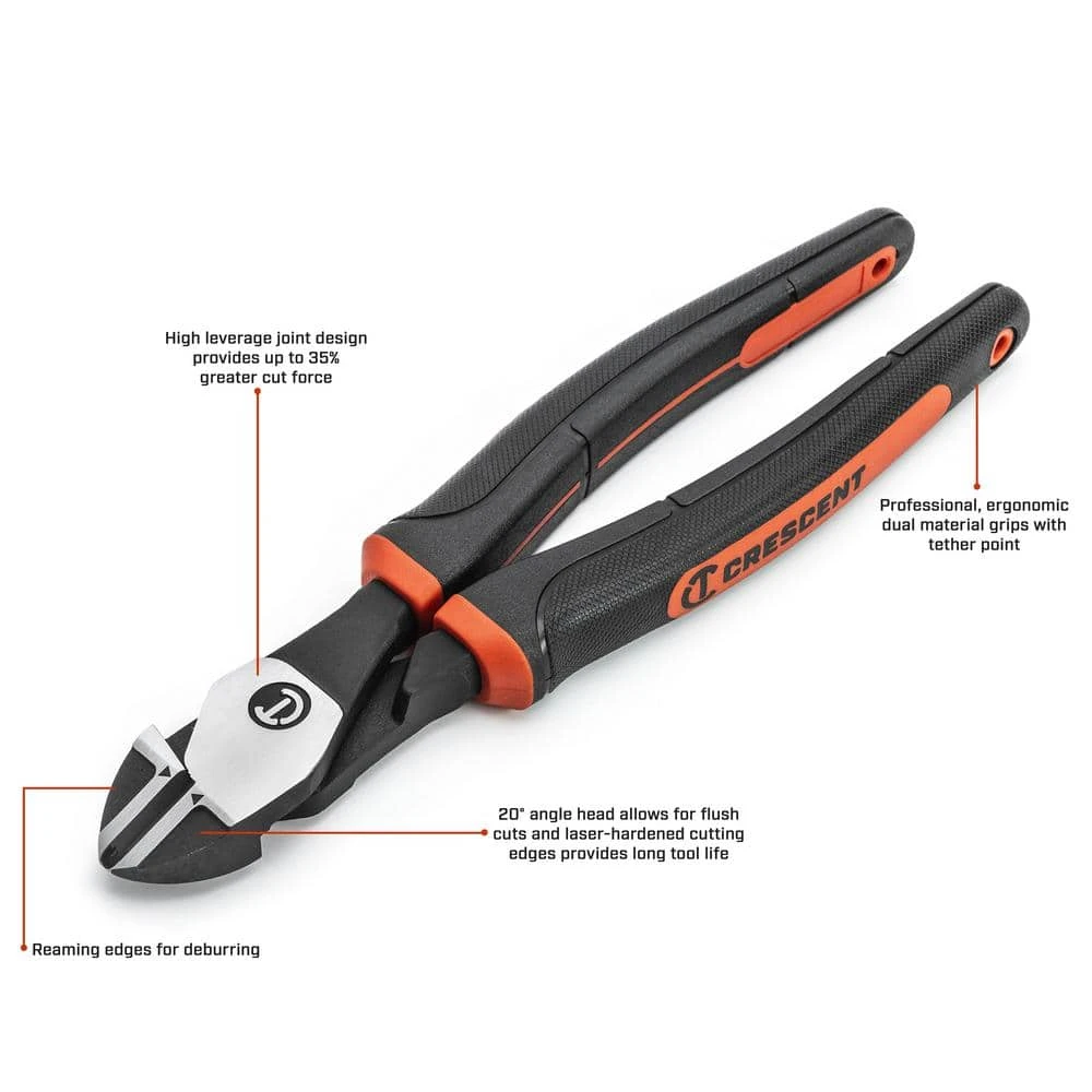 Crescent 8 in. Z2 Dual Material High Leverage Diagonal Cutting Pliers 3 Crescent 8 in. Z2 Dual Material High Leverage Diagonal Cutting Pliers - Image 3