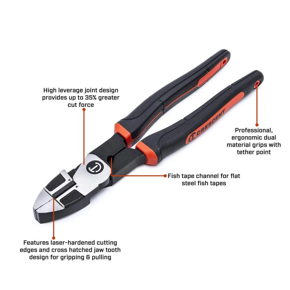 Crescent 9-1/2 in. Z2 Dual Material High Leverage Linesman Pliers 2 Crescent 9-1/2 in. Z2 Dual Material High Leverage Linesman Pliers - Image 2