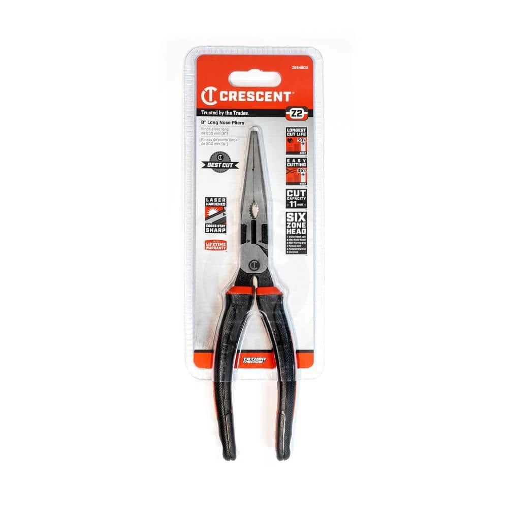 Crescent 8 in. Z2 Dual Material High Leverage Long Nose Pliers 3 Crescent 8 in. Z2 Dual Material High Leverage Long Nose Pliers - Image 3