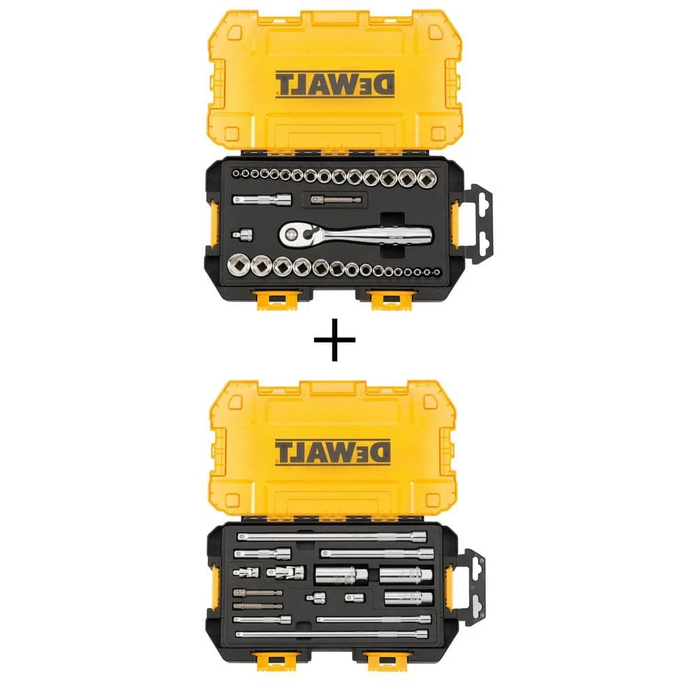 DEWALT 1/4 in. and 3/8 in. Drive Socket Set (34-Piece) and 1/4 in. and 3/8 in. Drive Tool Accessory Set (15-Piece) 1 DEWALT 1/4 in. and 3/8 in. Drive Socket Set (34-Piece) and 1/4 in. and 3/8 in. Drive Tool Accessory Set (15-Piece)