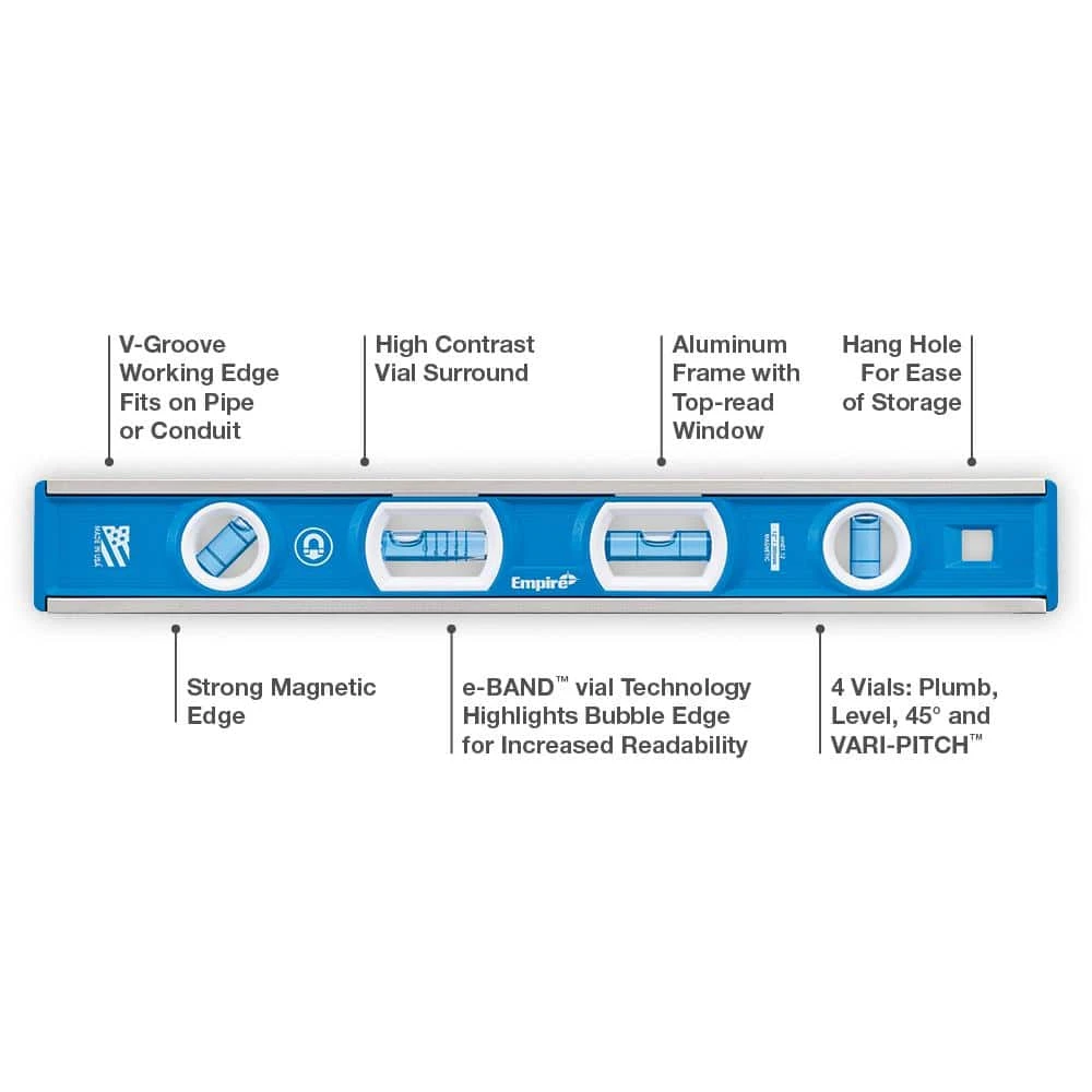 Empire True Blue 12 in. Magnetic Tool Box Level 2 Empire True Blue 12 in. Magnetic Tool Box Level - Image 2