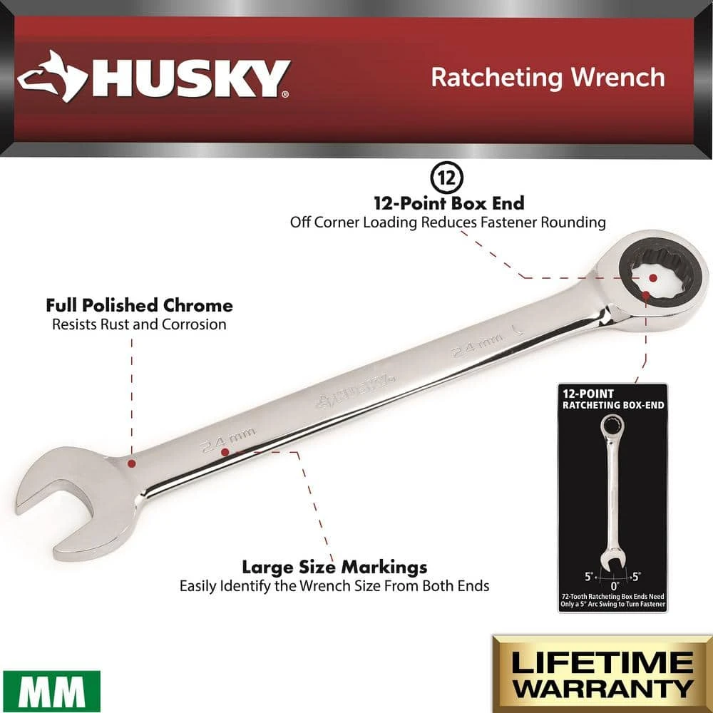 Husky 11 mm 12-Point Metric Ratcheting Combination Wrench 2 Husky 11 mm 12-Point Metric Ratcheting Combination Wrench - Image 2