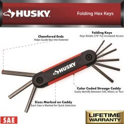 Husky SAE/Metric Folding Hex Key Set With Bonus Torx Set (3-Piece) -Hand Tools Sales Store husky hex key sets hfhk3pcset 40 1000