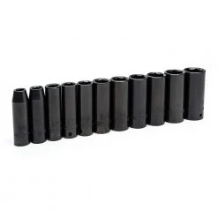 Husky 1/2 in. Drive Impact Socket Set, SAE in Blow Molded Case (11-Piece)