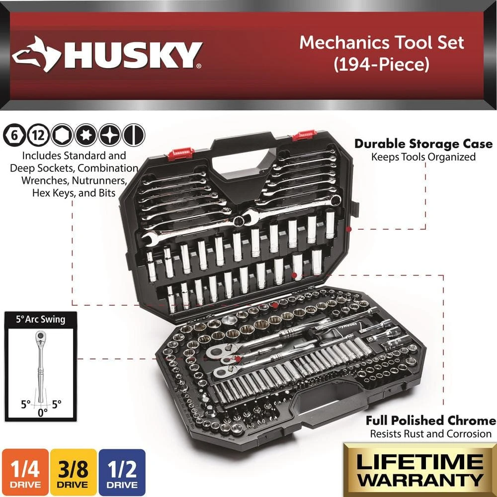 Husky Mechanics Tool Set (194-Piece) 3 Husky Mechanics Tool Set (194-Piece) - Image 3
