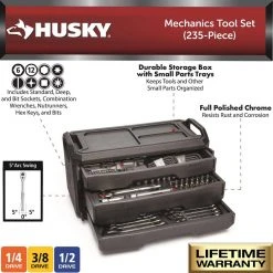 Husky Mechanics Tool Set (235-Piece) -Hand Tools Sales Store husky mechanics tool sets h235mtschest 40 1000
