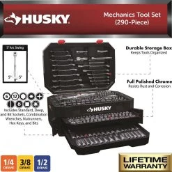 Husky Mechanics Tool Set (290-Piece) 17 Husky Mechanics Tool Set (290-Piece) -Hand Tools Sales Store husky mechanics tool sets h290mts 40 1000