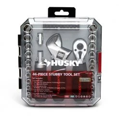 Husky 1/4 in. and 3/8 in. Stubby Ratchet and Socket Set (46-Piece) 10 Husky 1/4 in. and 3/8 in. Stubby Ratchet and Socket Set (46-Piece) -Hand Tools Sales Store husky ratchet socket sets h46pcsts c3 1000
