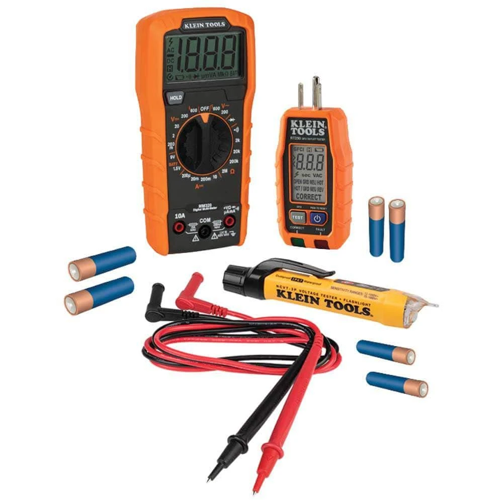 Klein Tools Multi-Meter, Voltage Tester and Outlet Tester Premium Electrical Tool Set 1 Klein Tools Multi-Meter, Voltage Tester and Outlet Tester Premium Electrical Tool Set