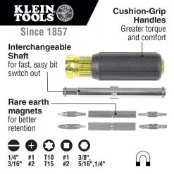 Klein Tools High Leverage Side Cutting Pliers for Heavy-Duty Cutting and 11-in-1 Magnetic Multi-Bit Screwdriver/Nut Driver Tool Set -Hand Tools Sales Store klein tools electricians tool sets m2o07103kit 40 1000