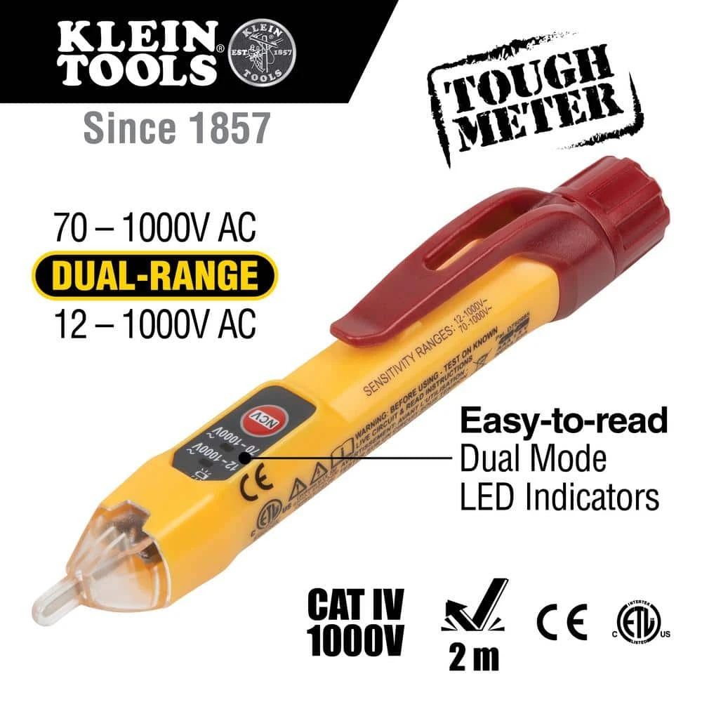 Klein Tools 2-Piece 12-Volt-1000-Volt AC Dual Range Non-Contact Voltage Tester and Multi-Bit Screwdriver Tool Set 2 Klein Tools 2-Piece 12-Volt-1000-Volt AC Dual Range Non-Contact Voltage Tester and Multi-Bit Screwdriver Tool Set - Image 2