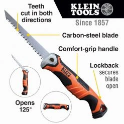 Klein Tools Multi-Groove Fiberglass 100 ft. Fish Tape with Spiral Steel Leader and Folding Jab Saw Tool Set -Hand Tools Sales Store klein tools electricians tool sets m2o41708kit 40 1000