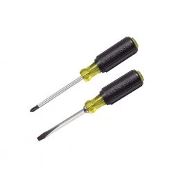 Klein Tools 2-Piece 4 in. Shank Cushion-Grip Screwdriver Set with 1/4 in. Slotted and #2 Phillips