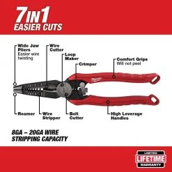 Milwaukee 9 in. 7-in-1 Combination Wire Strippers Pliers -Hand Tools Sales Store milwaukee all trades cutting pliers 48 22 3078 40 1000