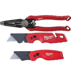 Milwaukee 9 in. 7-in-1 Combination Wire Strippers Pliers with FASTBACK Folding Utility Knife Set