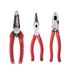 Milwaukee 7.75 in. Combination 6-in-1 Wire Strippers Pliers with Lineman's Pliers with Crimper and Long Nose Pliers Set (3-Piece)