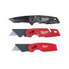 Milwaukee FASTBACK 3 in. Camo Stainless Steel Spring Assisted Folding Knife with FASTBACK Folding Utility Knife Set (3-Piece)
