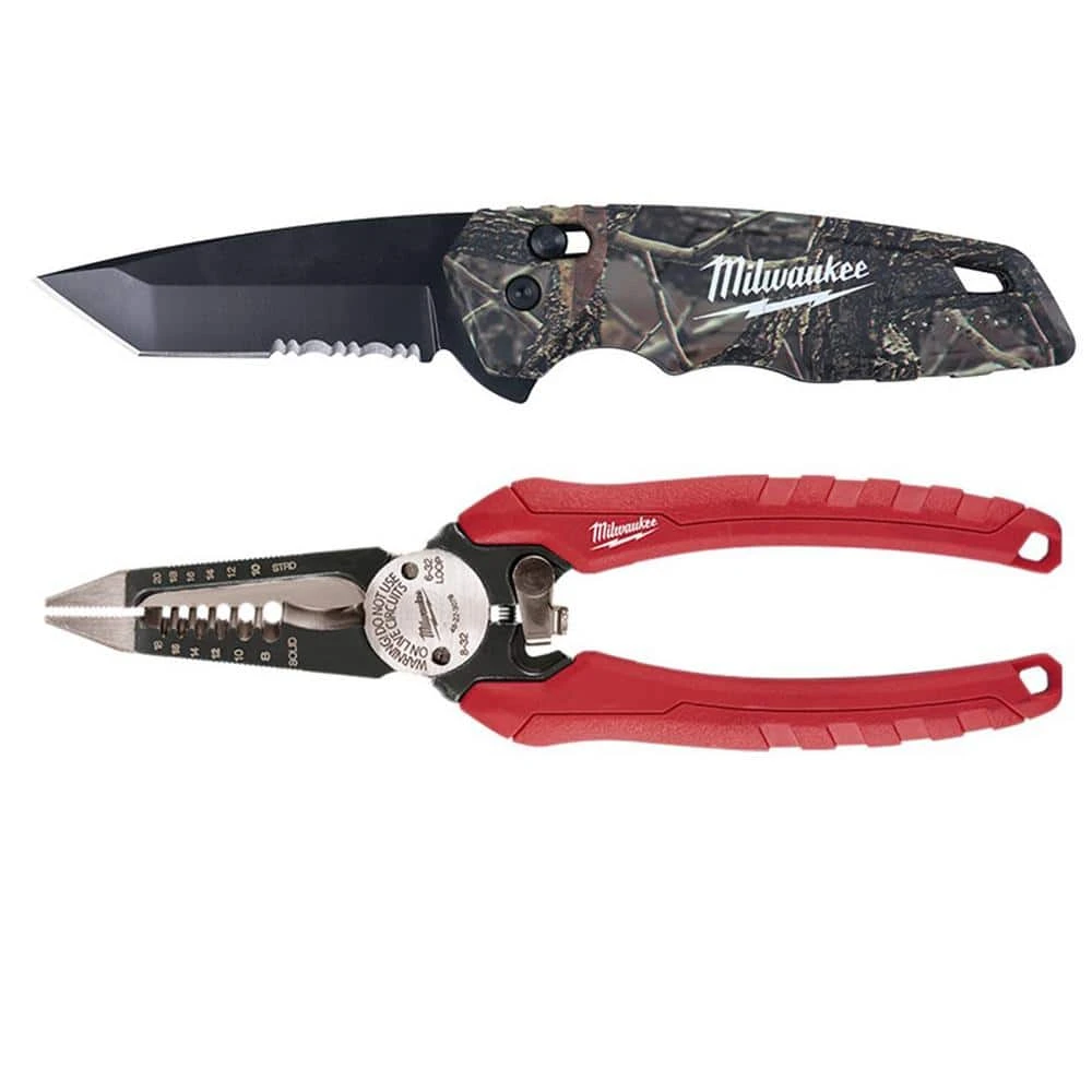 Milwaukee FASTBACK 2 .95 in. Camo Stainless Steel Spring Assisted Folding Knife and Combination 6-in-1 Wire Pliers (2 -Piece) 1 Milwaukee FASTBACK 2 .95 in. Camo Stainless Steel Spring Assisted Folding Knife and Combination 6-in-1 Wire Pliers (2 -Piece)
