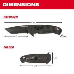 Milwaukee 3 in. Hardline D2 Steel Serrated Blade Pocket Folding Knife -Hand Tools Sales Store milwaukee folding knives 48 22 1998 40 1000