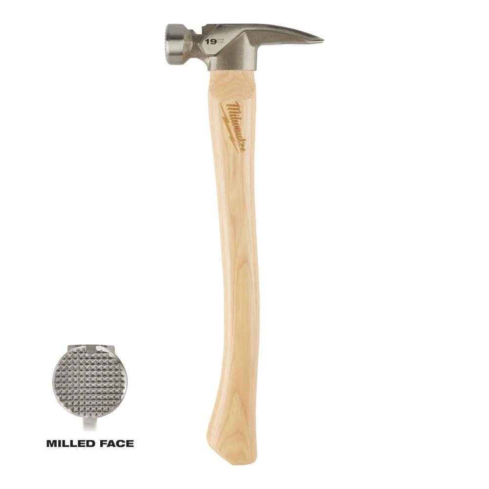 Milwaukee 19 oz. Wood Milled Face Hickory Framing Hammer with FASTBACK Folding Utility Knife Set (3-Piece) 5 Milwaukee 19 oz. Wood Milled Face Hickory Framing Hammer with FASTBACK Folding Utility Knife Set (3-Piece) - Image 5