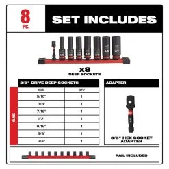 Milwaukee SHOCKWAVE 3/8 in. SAE Deep Impact Rated Socket Set and Shockwave Impact Duty Driver Steel Bit Set (58-Piece) -Hand Tools Sales Store milwaukee impact socket sets 48 32 4024 49 66 7024 40 1000
