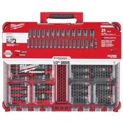 Milwaukee SHOCKWAVE Impact-Duty 1/2 in. Drive Metric and SAE Deep Well Impact PACKOUT Socket Set (31-Piece) -Hand Tools Sales Store milwaukee impact socket sets 49 66 6806 4f 1000