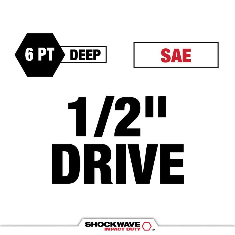 Milwaukee SHOCKWAVE 1/2 in. Drive SAE Deep Well 6 Point Impact Socket Set (18-Piece) 2 Milwaukee SHOCKWAVE 1/2 in. Drive SAE Deep Well 6 Point Impact Socket Set (18-Piece) - Image 2