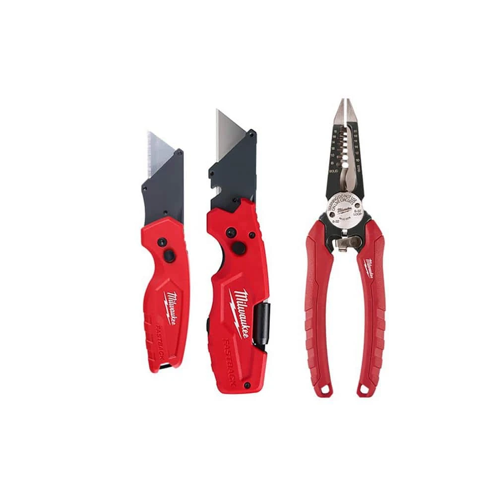 Milwaukee FASTBACK 6-In-1 Folding Utility Knives and FASTBACK Compact Folding Utility Knife Set with Combination Plier (3-Piece) 1 Milwaukee FASTBACK 6-In-1 Folding Utility Knives and FASTBACK Compact Folding Utility Knife Set with Combination Plier (3-Piece)
