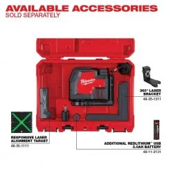 Milwaukee 100 ft. REDLITHIUM Lithium-Ion USB Green Rechargeable Cross Line Laser Level with Charger -Hand Tools Sales Store milwaukee laser level 3521 21 1f 1000