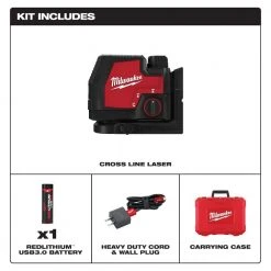 Milwaukee 100 ft. REDLITHIUM Lithium-Ion USB Green Rechargeable Cross Line Laser Level with Charger -Hand Tools Sales Store milwaukee laser level 3521 21 40 1000