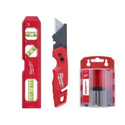 Milwaukee 7 in. Billet Torpedo Level with FASTBACK Folding Utility Knife and 50-Pack General Purpose Utility Blade Set