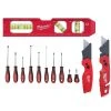 Milwaukee 7 in. Billet Torpedo Level with Screwdriver Set and FASTBACK Folding Utility Knife Set (13-Piece)