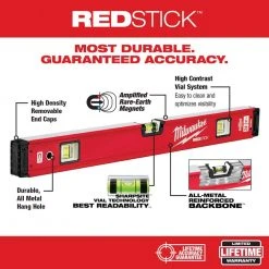 Milwaukee 10 in. /24 in. /48 in. /78 in. REDSTICK Magnetic Box and Torpedo Level Set -Hand Tools Sales Store milwaukee levels mlbxcm78 40 1000