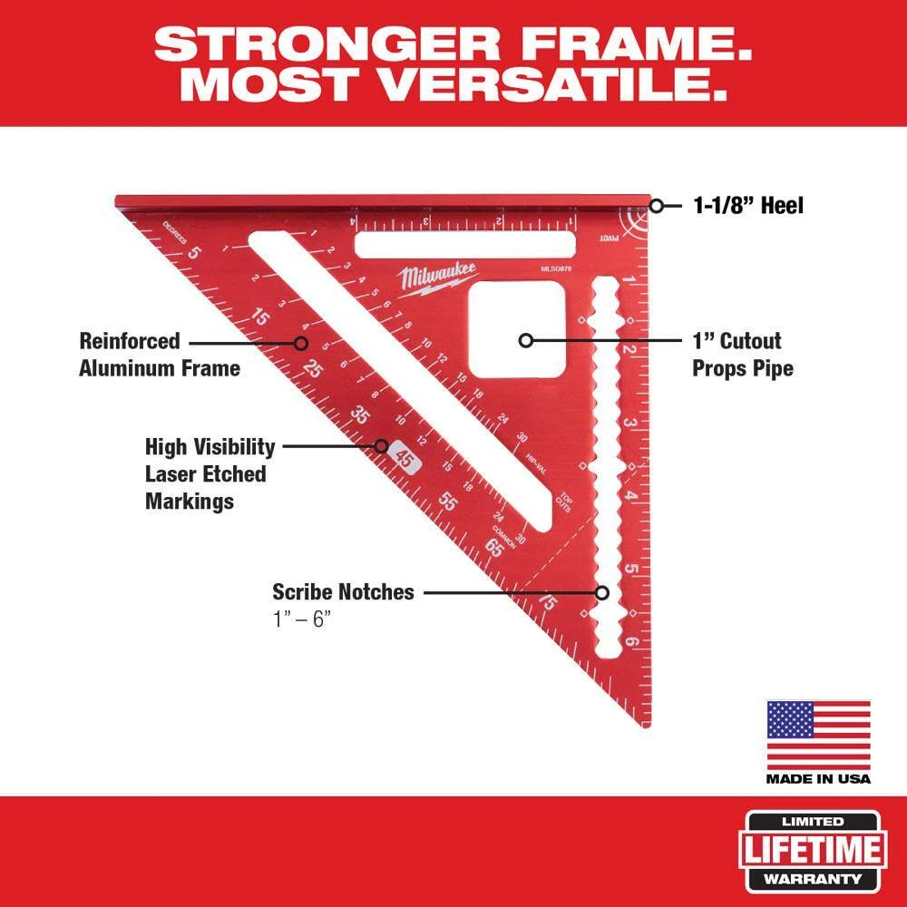 Milwaukee 48 in. REDSTICK Digital Box Level with Pin-Point Measurement Technology and 7 in. Rafter Square 6 Milwaukee 48 in. REDSTICK Digital Box Level with Pin-Point Measurement Technology and 7 in. Rafter Square - Image 6
