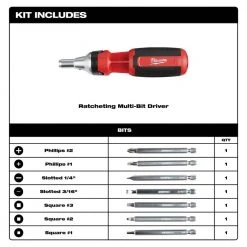 Milwaukee 9-in-1 Square Drive Ratcheting Multi-Bit Screwdriver -Hand Tools Sales Store milwaukee multi bit screwdrivers 48 22 2322 40 1000