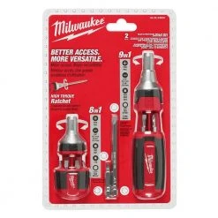 Milwaukee 9-in-1 Square Drive Ratcheting Multi-Bit Screwdriver with 8-in-1 Compact Ratcheting Multi-Bit Screwdriver -Hand Tools Sales Store milwaukee multi bit screwdrivers 48 22 2322c 31 1000