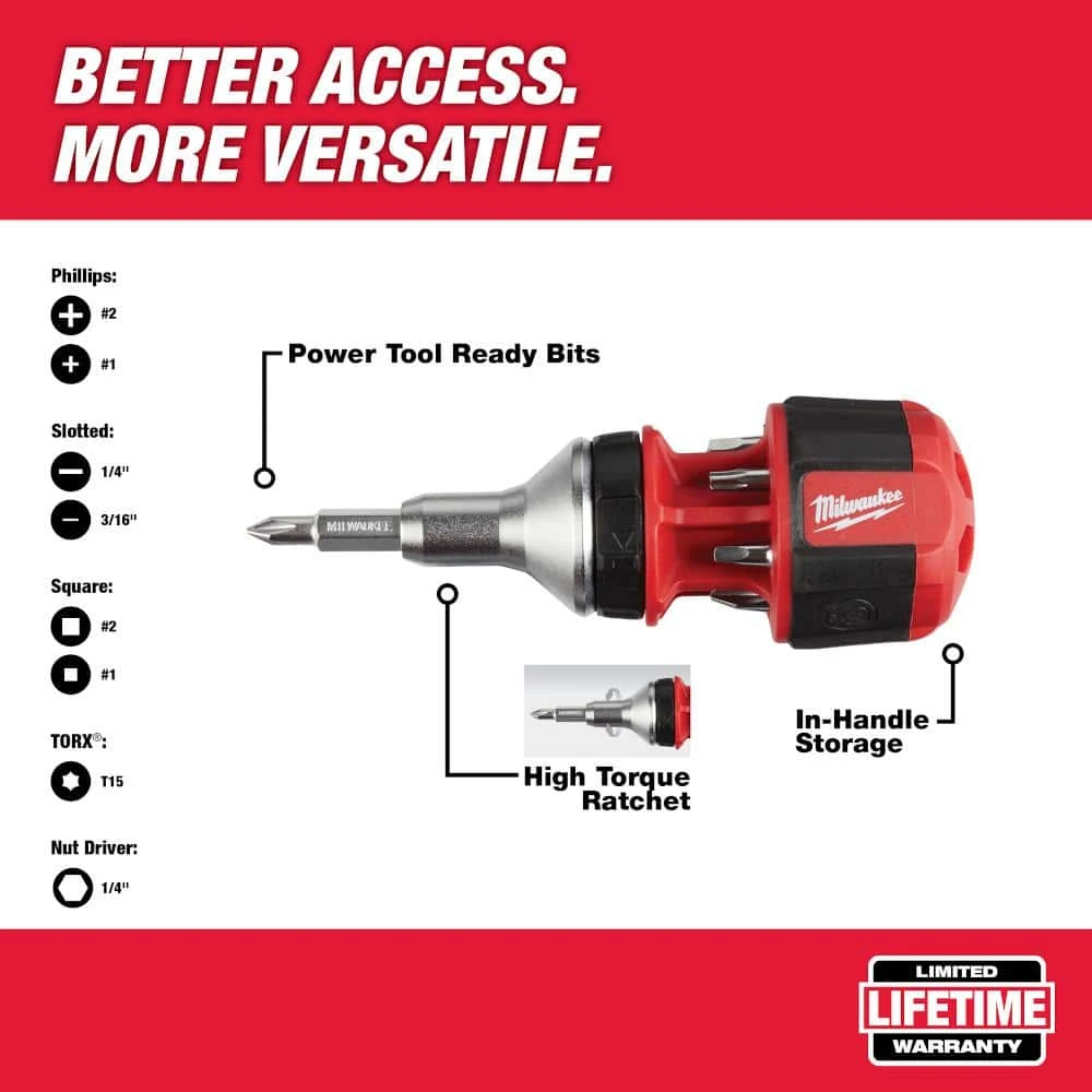 Milwaukee 9-in-1 Ratcheting Multi-Bit Screwdriver with 8-in-1 Compact Ratcheting Multi-Bit Screwdriver and 6-in-1 Wire Pliers 3 Milwaukee 9-in-1 Ratcheting Multi-Bit Screwdriver with 8-in-1 Compact Ratcheting Multi-Bit Screwdriver and 6-in-1 Wire Pliers - Image 3