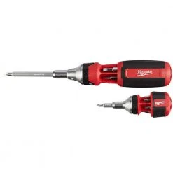 Milwaukee 9-in-1 Square Drive Ratcheting Multi-Bit Screwdriver with 8-in-1 Compact Ratcheting Multi-Bit Screwdriver