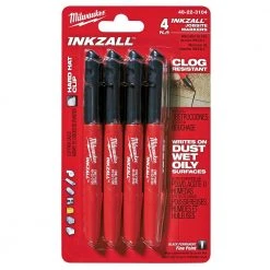 Milwaukee INKZALL Black Fine Point Jobsite Permanent Marker (4-Pack) -Hand Tools Sales Store milwaukee pens pencils markers 48 22 3104 a0 1000
