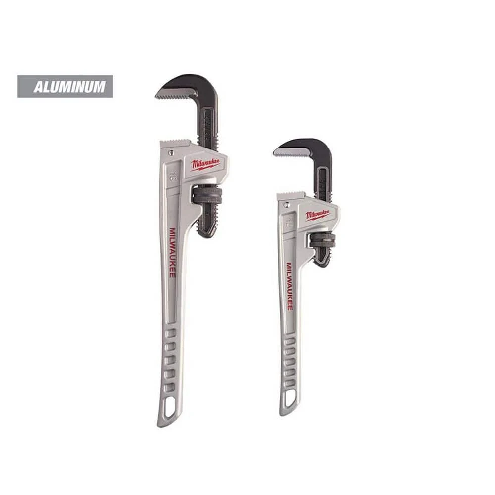 Milwaukee 18 in. and 12 in. Aluminum Pipe Wrench Set (2-Piece) 1 Milwaukee 18 in. and 12 in. Aluminum Pipe Wrench Set (2-Piece)