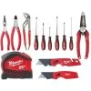 Milwaukee Pliers Kit with Screwdriver Set, 25 ft. Auto Lock Tape Measure, and FASTBACK Utility Knives Hand Tool Set (13-Piece)