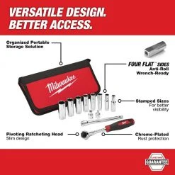 Milwaukee 3/8 in. Drive SAE Socket Set (12-Piece) 12 Milwaukee 3/8 in. Drive SAE Socket Set (12-Piece) -Hand Tools Sales Store milwaukee ratchet socket sets 48 22 9000 40 1000