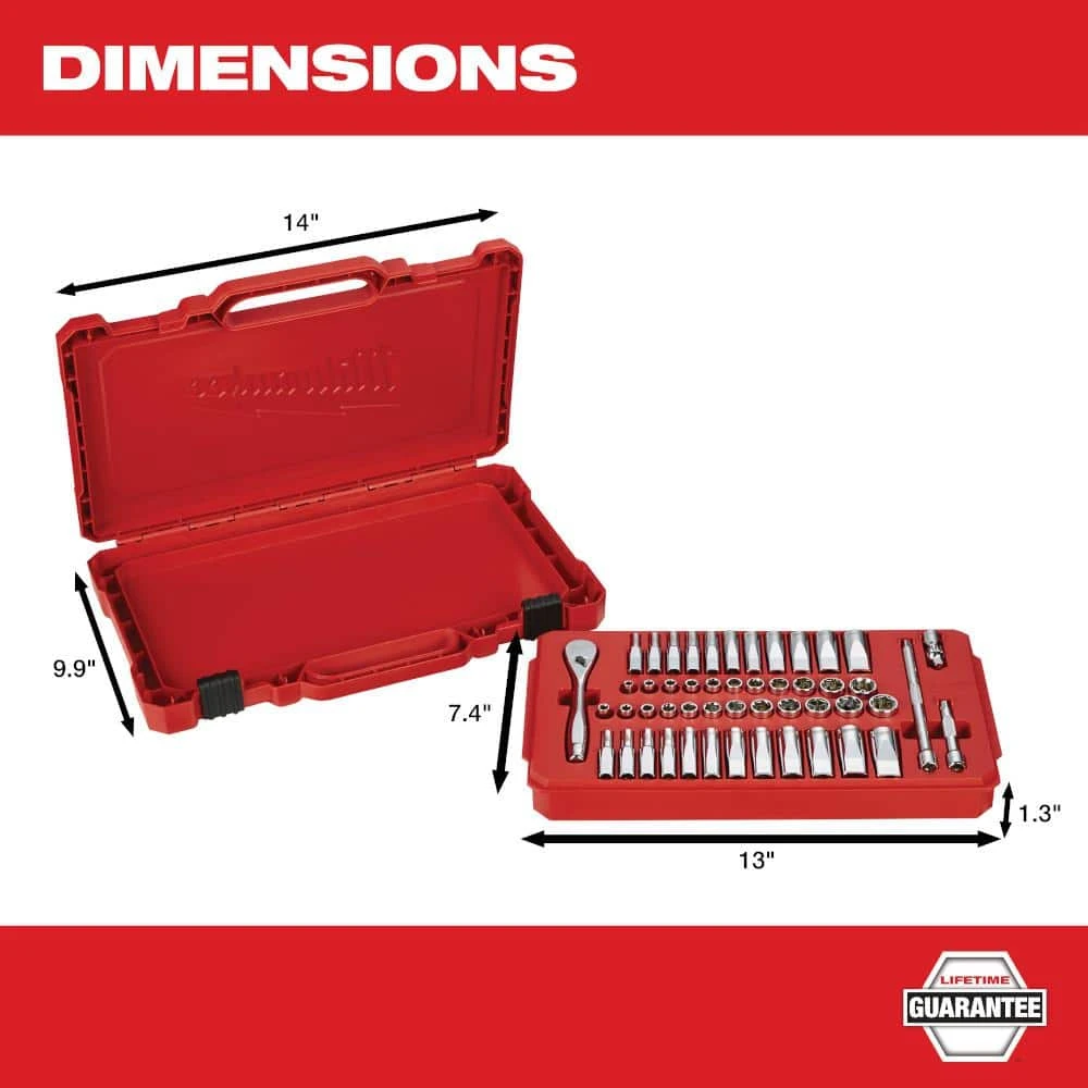 Milwaukee 1/4 in. Drive SAE/Metric Ratchet and Socket Mechanics Tool Set (50-Piece) with PACKOUT 22 in. Tool Box 5 Milwaukee 1/4 in. Drive SAE/Metric Ratchet and Socket Mechanics Tool Set (50-Piece) with PACKOUT 22 in. Tool Box - Image 5