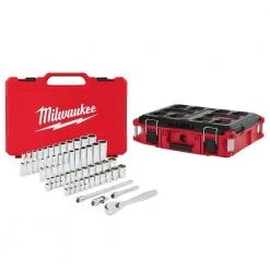 Milwaukee 1/4 in. Drive SAE/Metric Ratchet and Socket Mechanics Tool Set (50-Piece) with PACKOUT 22 in. Tool Box